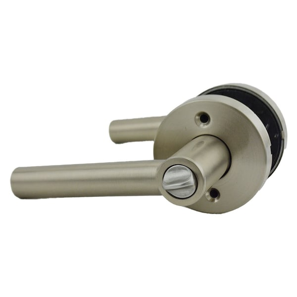 Milan Lever with Round Rose Entry Door Lock SmartKey with 6AL Latch, RCS Strike Satin Nickel Finish